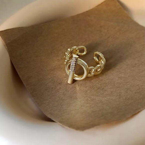 925 Sterling Silver Geometric Chain Adjustable Rings For Women - Picture 3 of 7